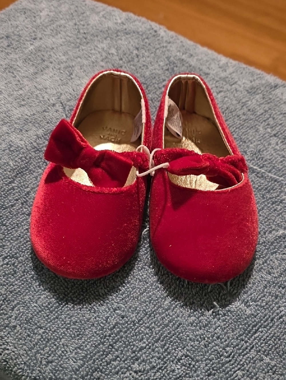 Janie and Jack Red Velvet Bow Mary Jane Shoes